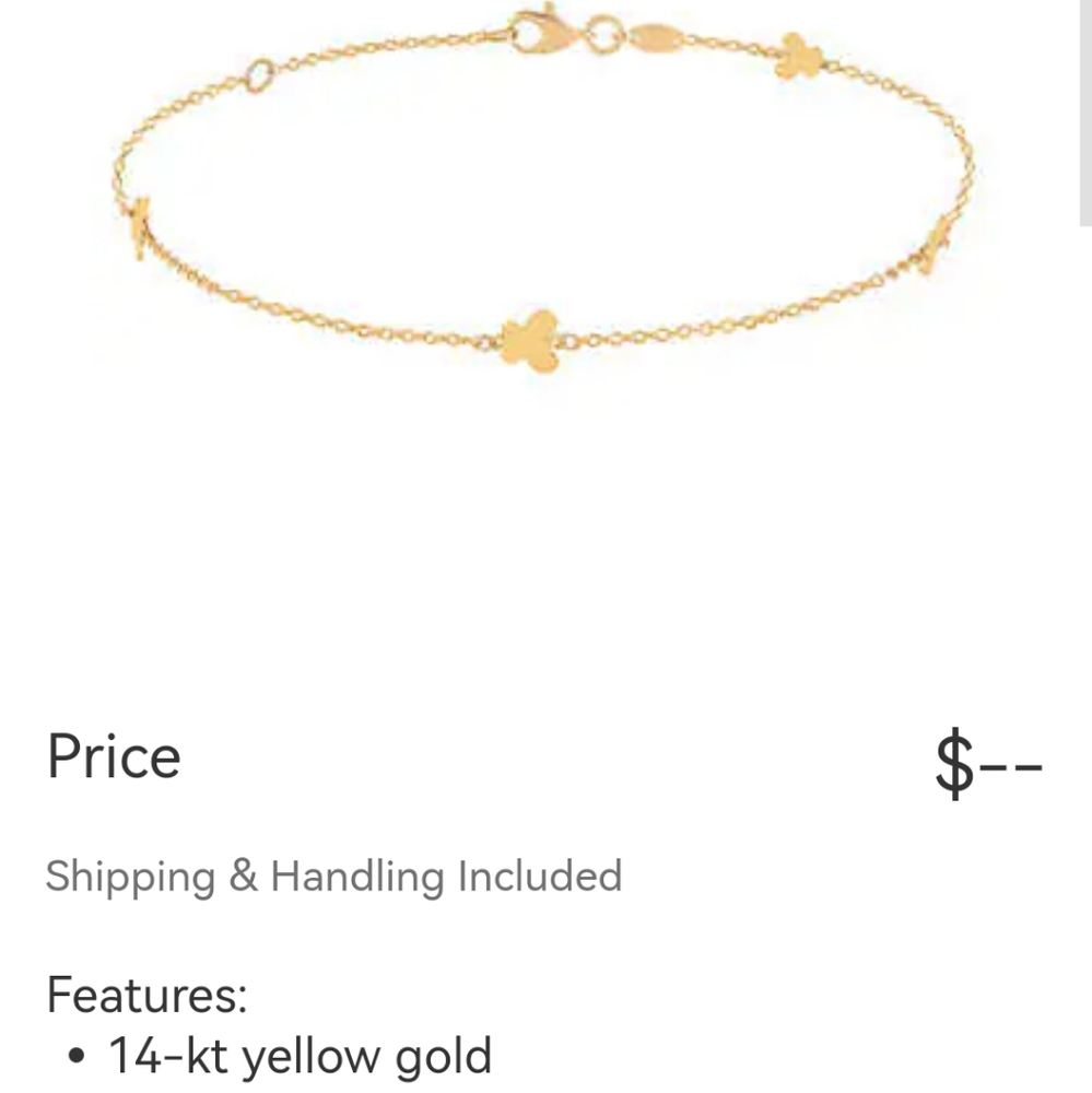 ISO Costco butterfly station anklet 14k gold